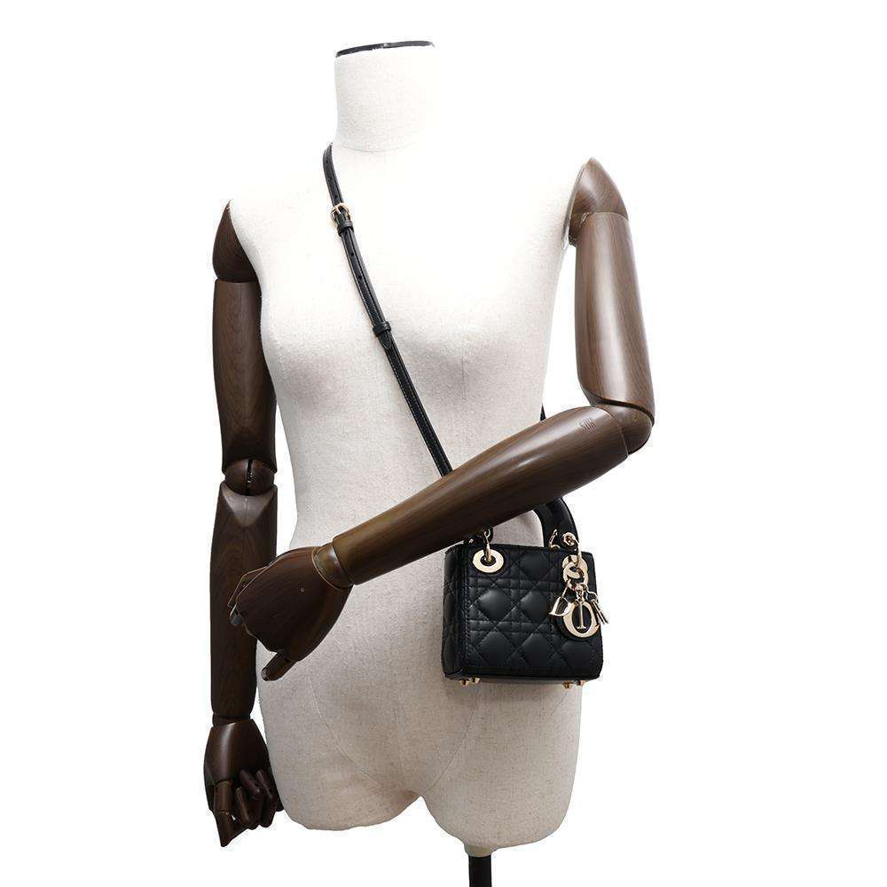 Christian Dior Lady Dior Cannage Micro Lambskin Handbag Black - Picture 4 of 9
